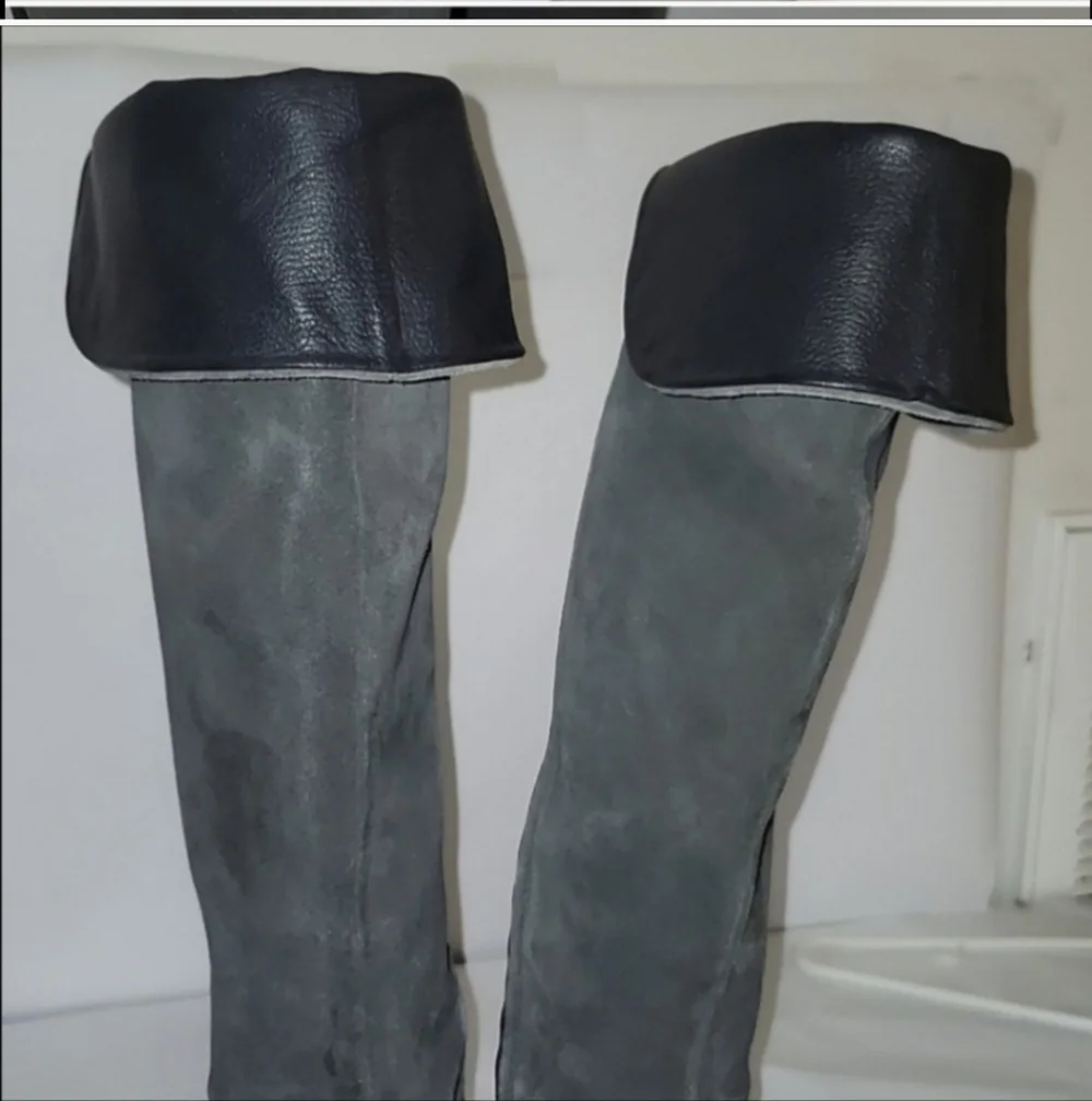 Naked Feet wedges over knee riding boots hidden heel
